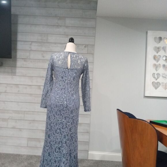 NWT! MARINA Elegant Blue Lace Evening Gown - Picture 6 of 6